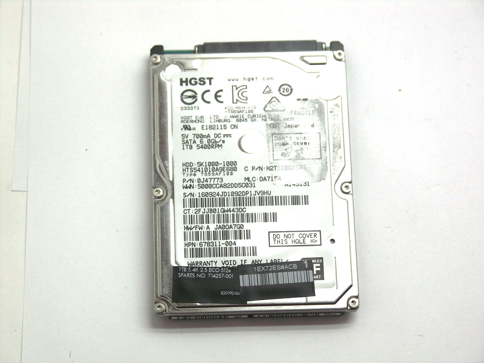 Жесткий диск 2,5" 1 TB HGST HTS541010A9E680 SATA "!"