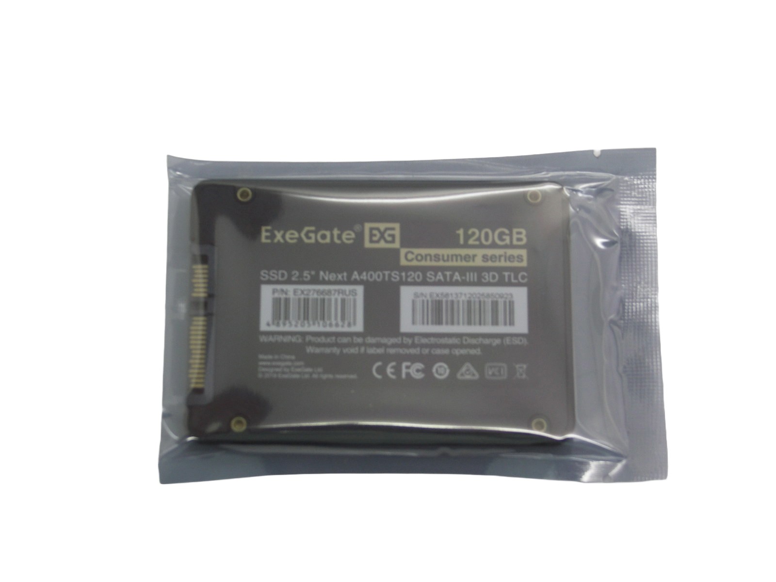 Накопитель SSD 120Gb ExeGate A400Next, EX276687RUS, 2.5" SATA III