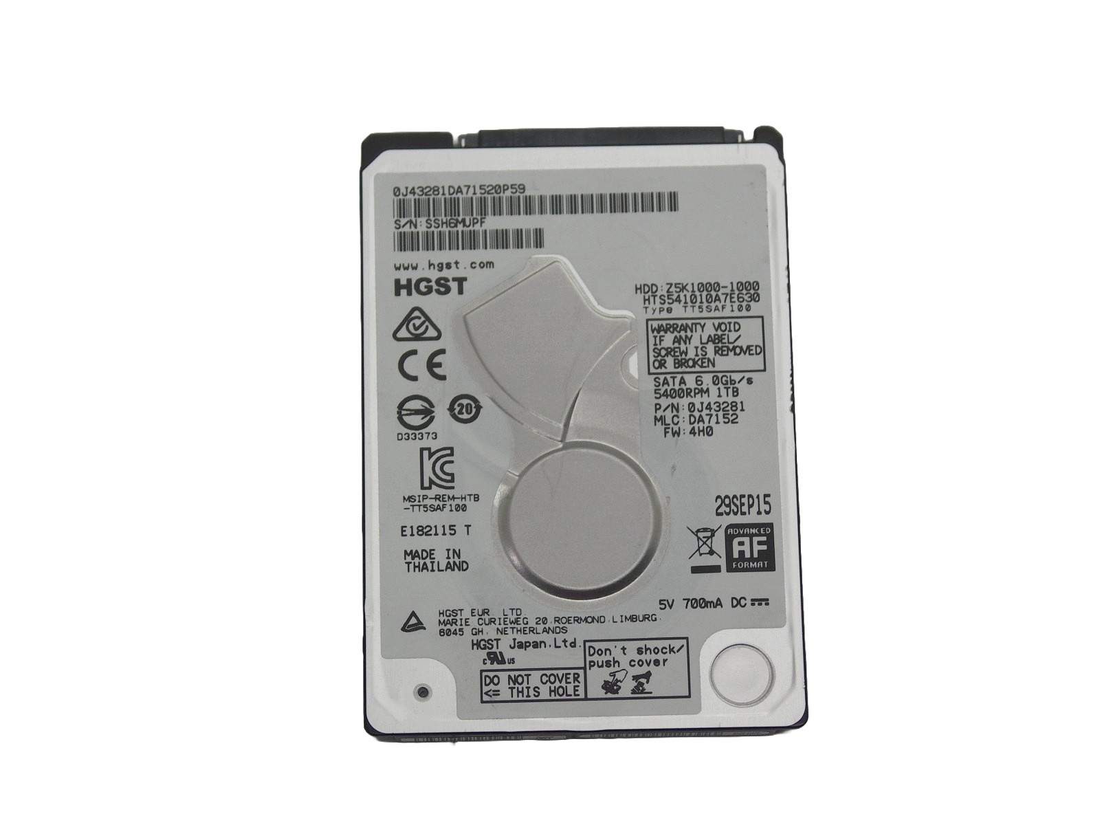 Жесткий диск 2,5" 1 TB HGST HTS541010A7E630 SATA "!"