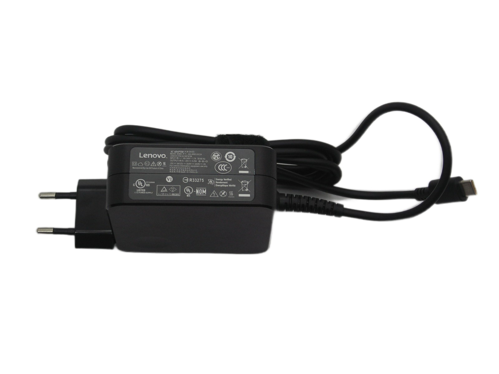 Блок питания для Lenovo Type-C, 65W, разъем 5V, 9V, 15V/3A, 20V/3.25A, с кабелем в розетку ORG, ADP-LE-59
