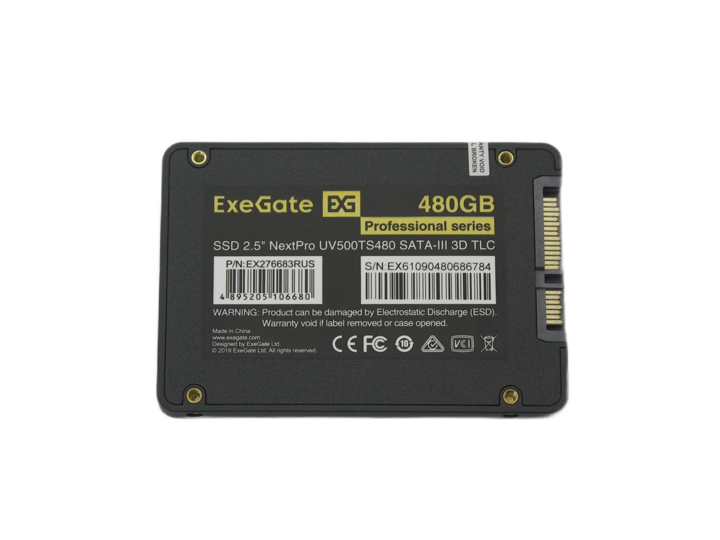 Накопитель SSD 480Gb ExeGate UV500NextPro, EX276683RUS, 2.5" SATA III