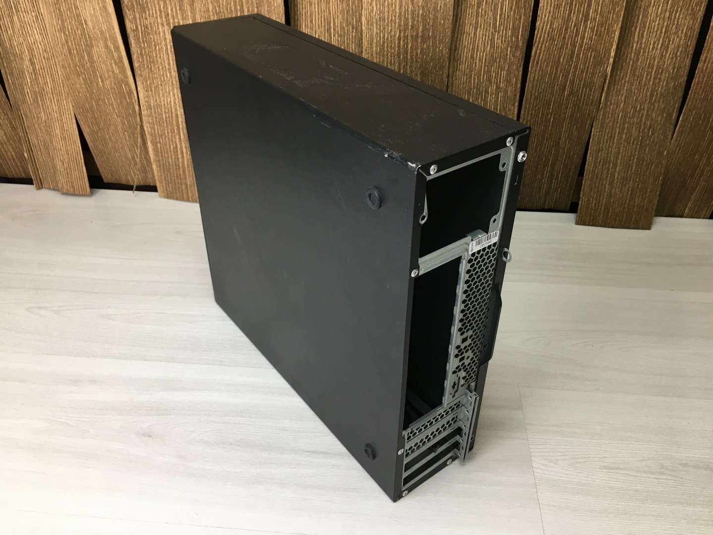 Корпус mATX черный 370х340х100мм под блок TFX "!"