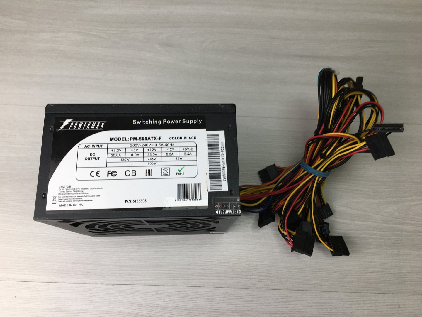 Блок питания 500W POWERMAN PM-500ATX-F 24+4+4/6+6PCI-E/5SATA/120fan ATX "!"