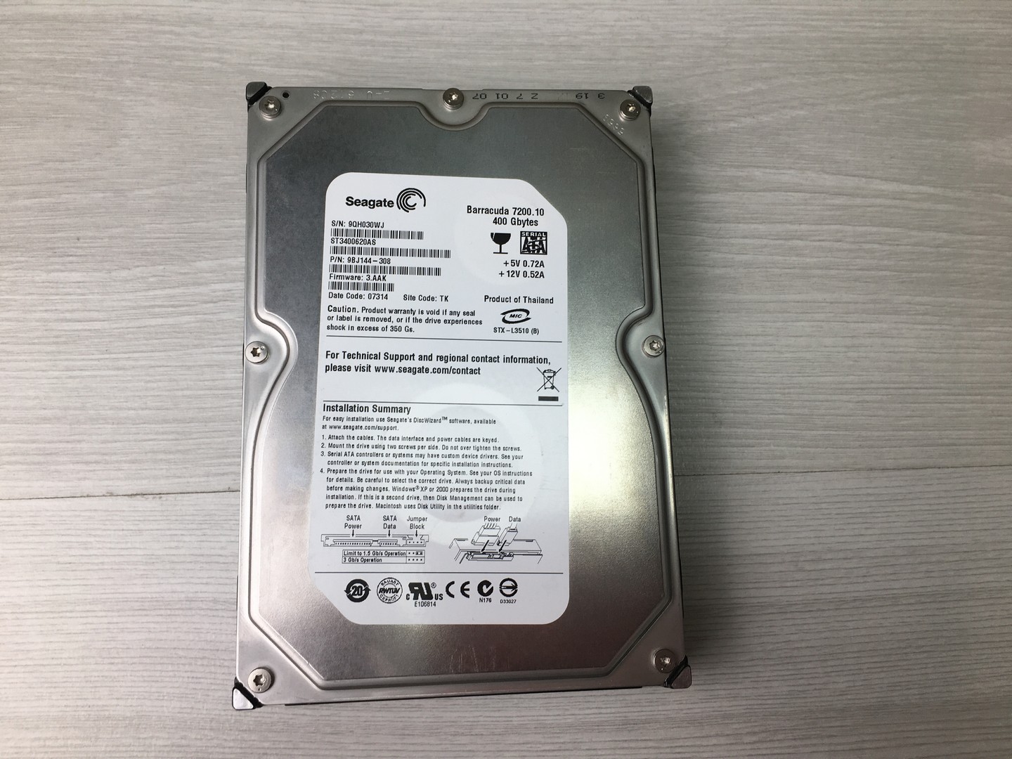 Жесткий диск 3,5" 400 Gb Seagate ST3400620AS 7200 rpm SATA "!"