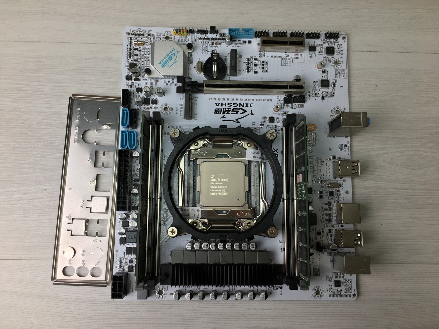 Мат. плата S-2011 JINGSHA X99S D4 PLUS 4xDDR4/Sb/Lan/USB3.0/2xM.2/mATX + Процессор Intel Xeon E5-2680v4, 32Гб ОЗУ DDR4 ECC "!"