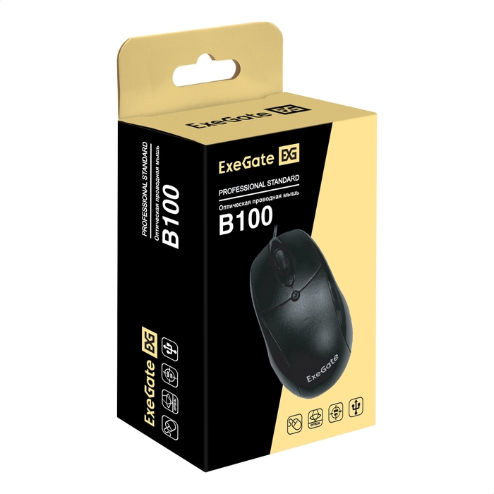 Мышь Exegate B100 Professional Standart, USB, black EX298195RUS