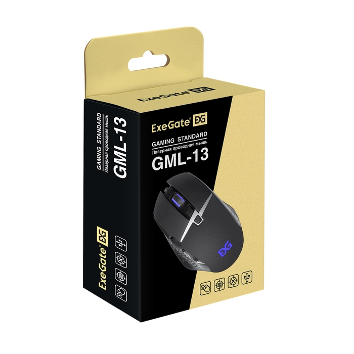 Мышь Exegate GML-13 Gaming Standart Laser USB black EX289489RUS