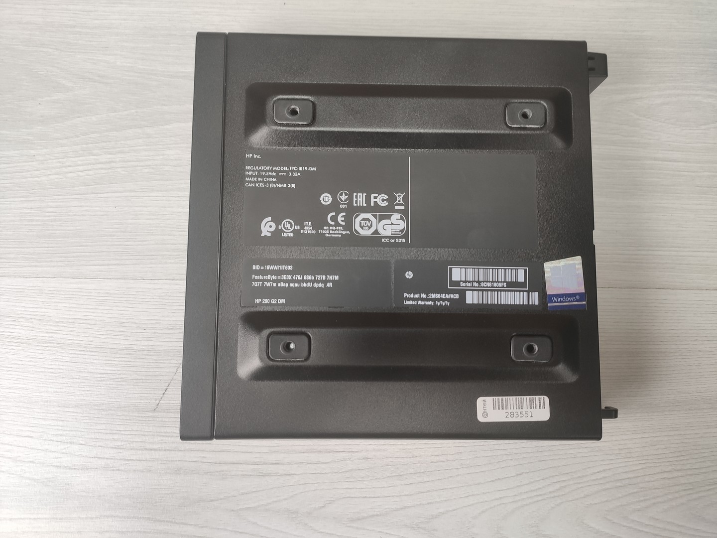Мини ПК HP 260 G2 DM Intel i3-6100, DDR4 8Гб, SSD 120Гб, Windows 10 PRO "!"