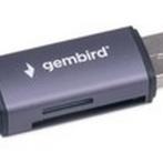 Картридер внешний Gembird FD2-MSD-6, Type-C/USB,OTG, считыватель SD, TF, алюминий