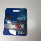 Флешка USB 64Gb, USB 3.2, Netac UM2 NT03UM2N-064G-32RE серебристый/красный